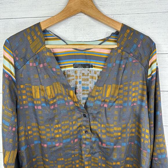 Prana Womens size XS Elsie Geometric Long Sleeve Popover Blouse Top - Picture 3 of 7